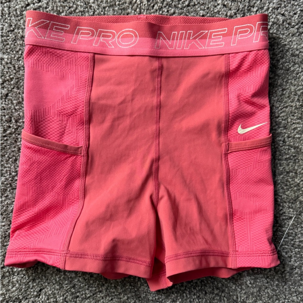 Nike Pro High Waisted 3” Coral Pink Shorts